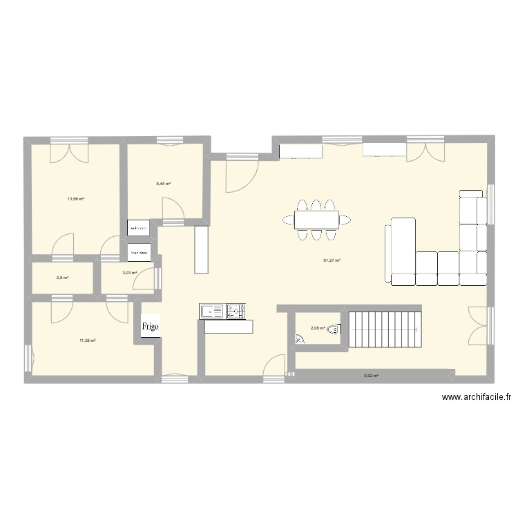 RDC MAISON GENAS. Plan de 8 pièces et 133 m2