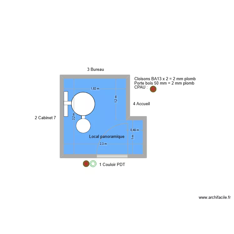 50439 Local panoramique. Plan de 1  et 4 m²