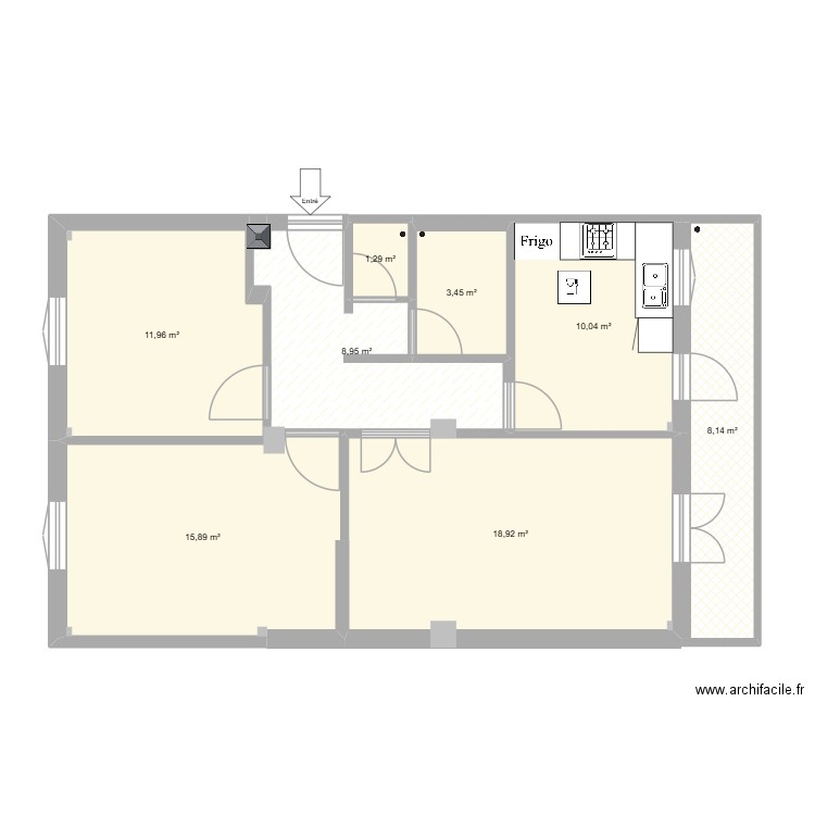 Loussif Sabah Modification. Plan de 9 pièces et 79 m2