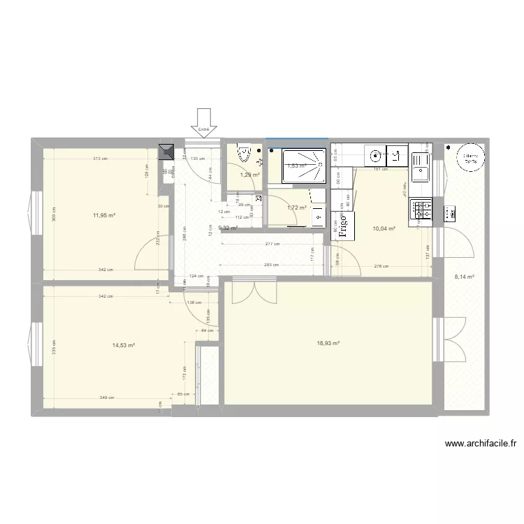 Loussif Sabah Modification. Plan de 11  et 78 m²