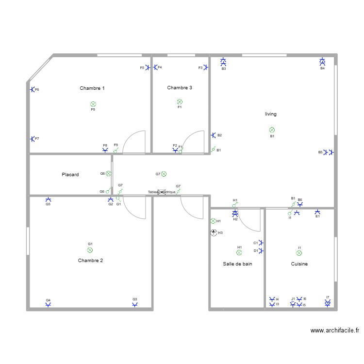 appartement 4 roux. Plan de 7 pièces et 87 m2