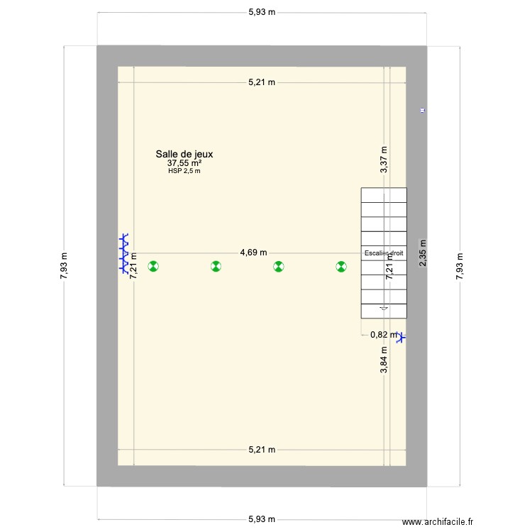 Etage 2. Plan de 1 pièce et 38 m2