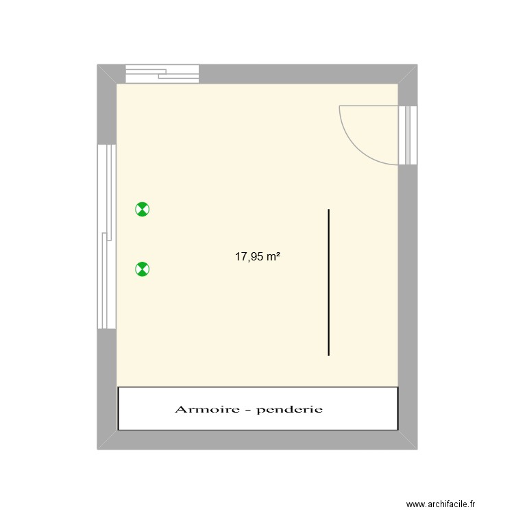 Chombre 1. Plan de 1 pièce et 18 m2