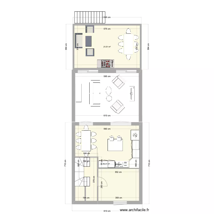 87 GS fond de plan RDC en conservant un bureau RDC. Plan de 