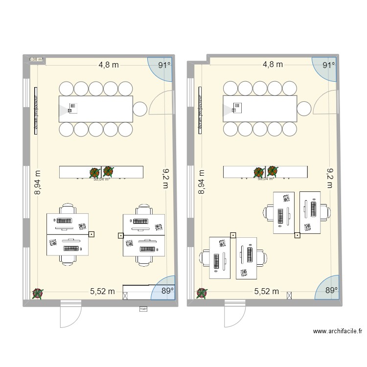 bureau SIVU 4. Plan de 3 pièces et 100 m2