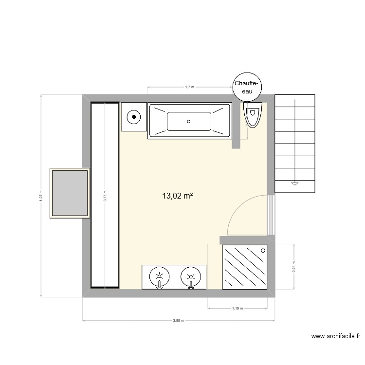 plessis belleville dernière version (2). Plan de 1 pièce et 13 m2
