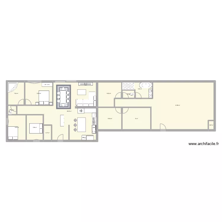 Plan maison. Plan de 14  et 199 m²