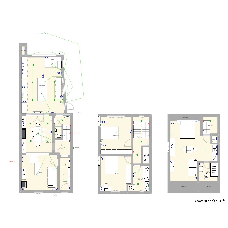 Gare v5 Papa. Plan de 18 pièces et 150 m2