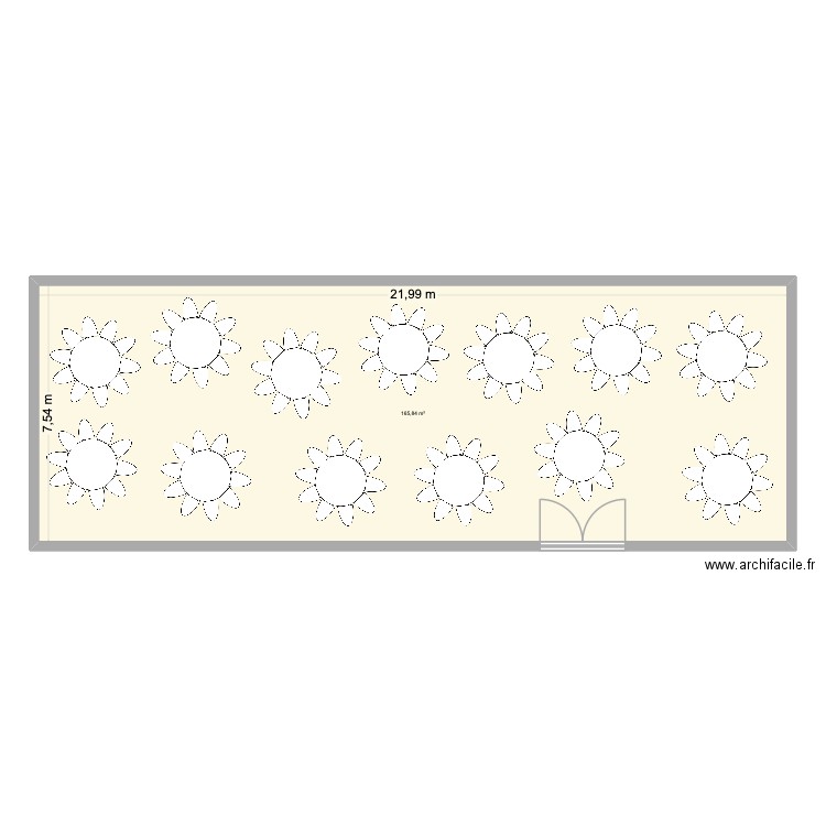 plan table. Plan de 1 pièce et 166 m2