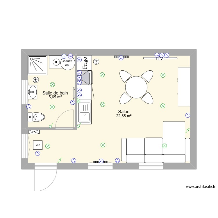 SCI AYA. Plan de 2 pièces et 29 m2