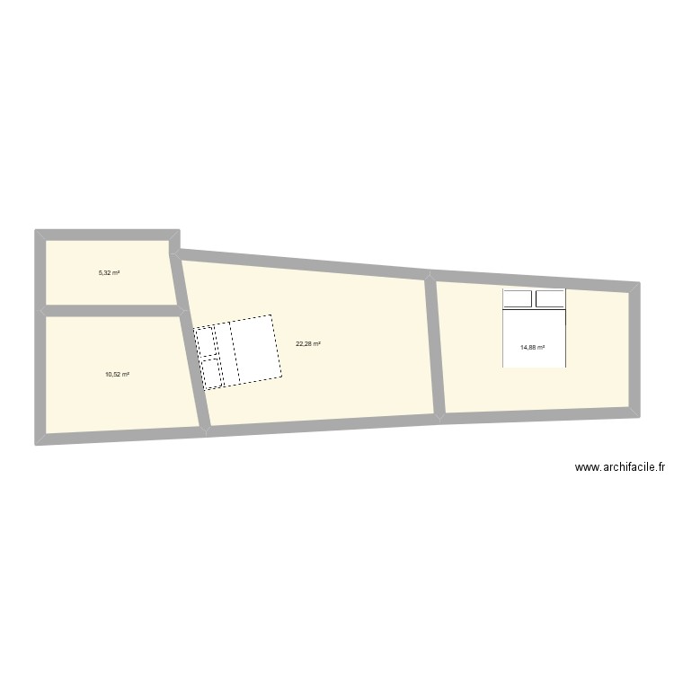 langeais. Plan de 4 pièces et 53 m2