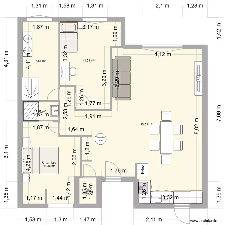 floris. Plan de 6 Pièces et 77 m²