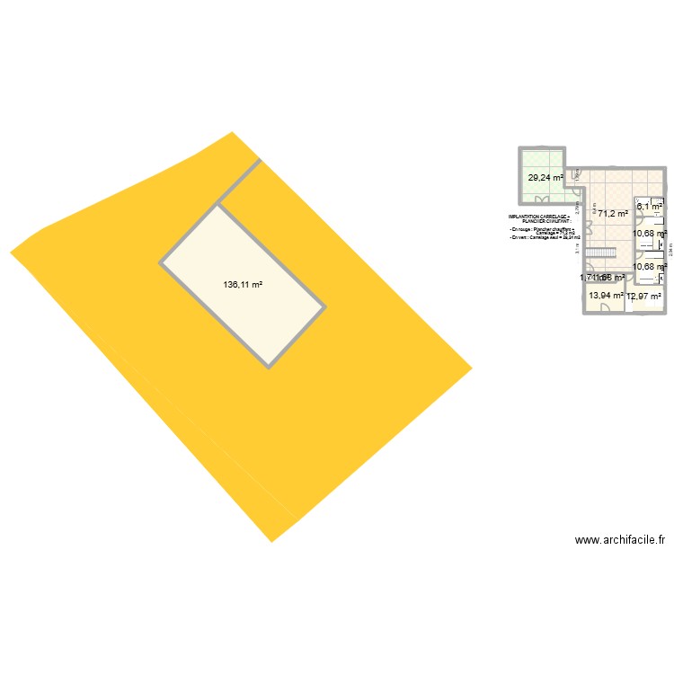 Projet Renoux - Carrelage + Plancher. Plan de 10 pièces et 294 m2