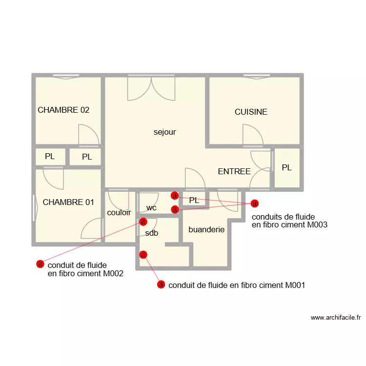 ARNAVIELLE 119 amiante. Plan de 12  et 35 m²