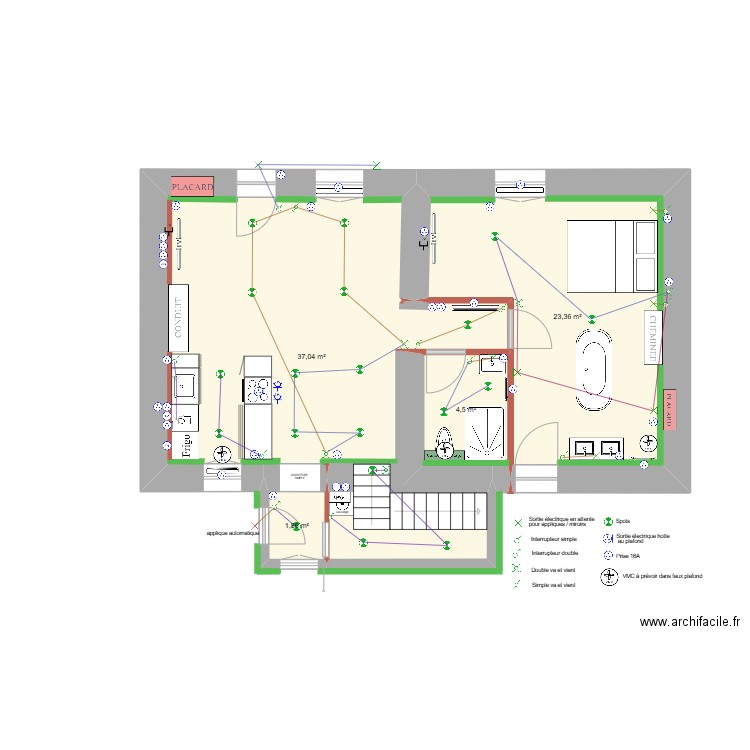 PLAN ELECTRIQUE MAISON CHEILLY. Plan de 4 pièces et 67 m2