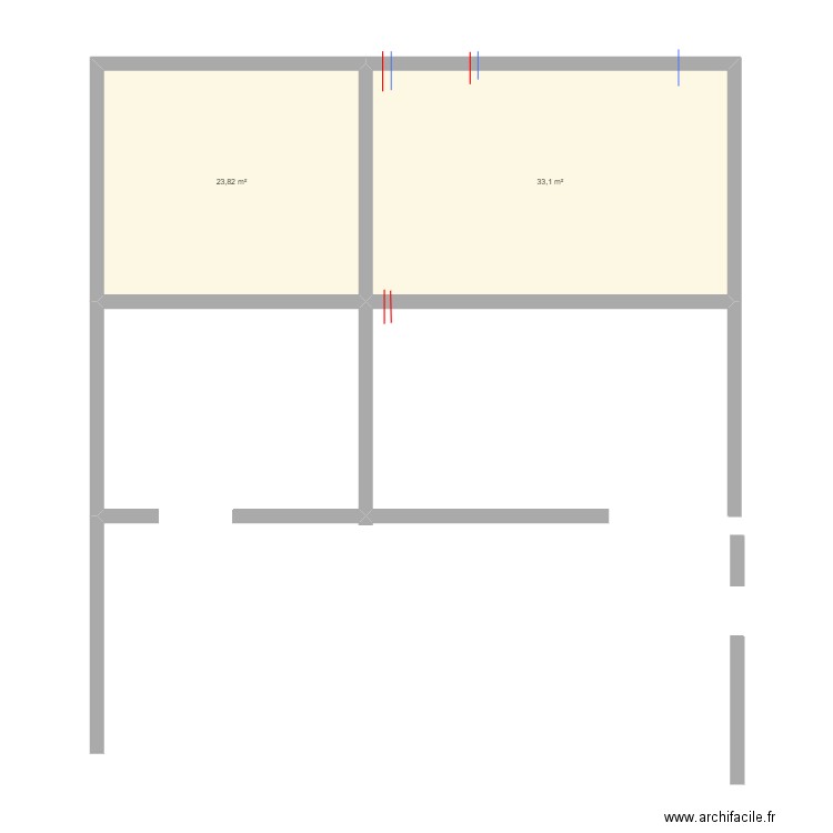 0 arveyres elec. Plan de 2 pièces et 57 m2