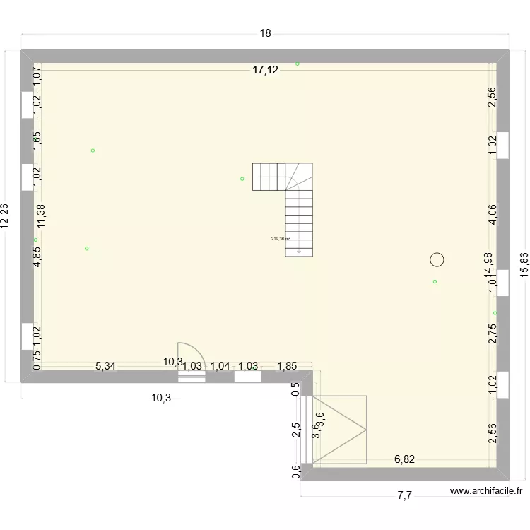 SOUS SOL. Plan de 1  et 219 m²