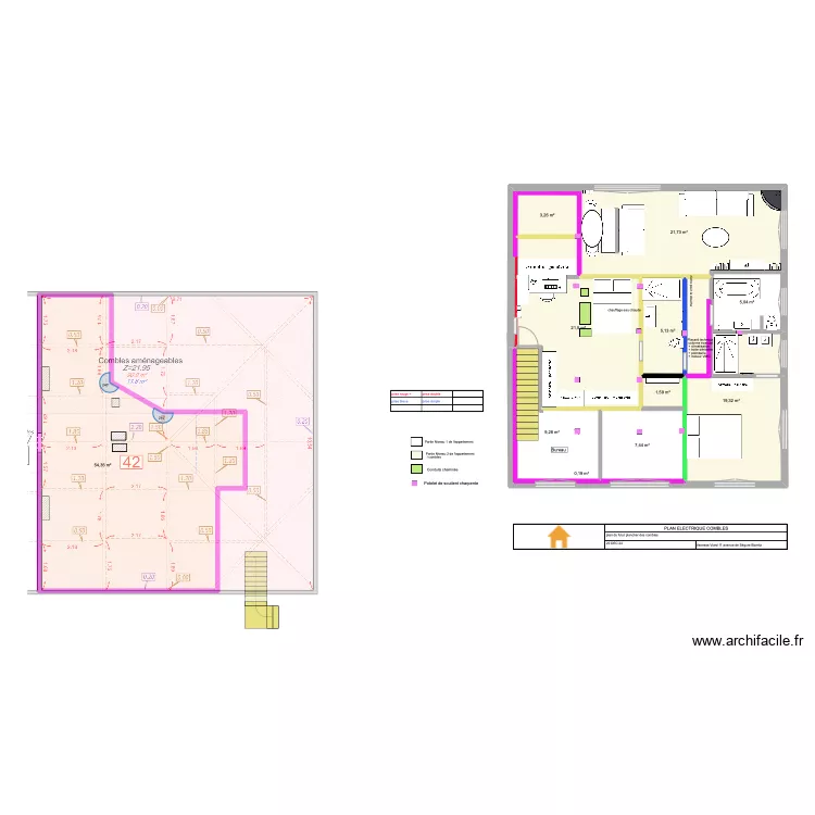 Combles Castel R2 / avec cheminée. Plan de Combles Castel R2 / avec cheminée. Plan de