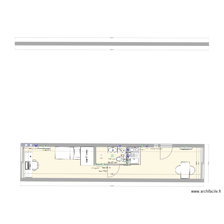 Plan maison Baptiste. Plan de 1 pièce et 24 m2