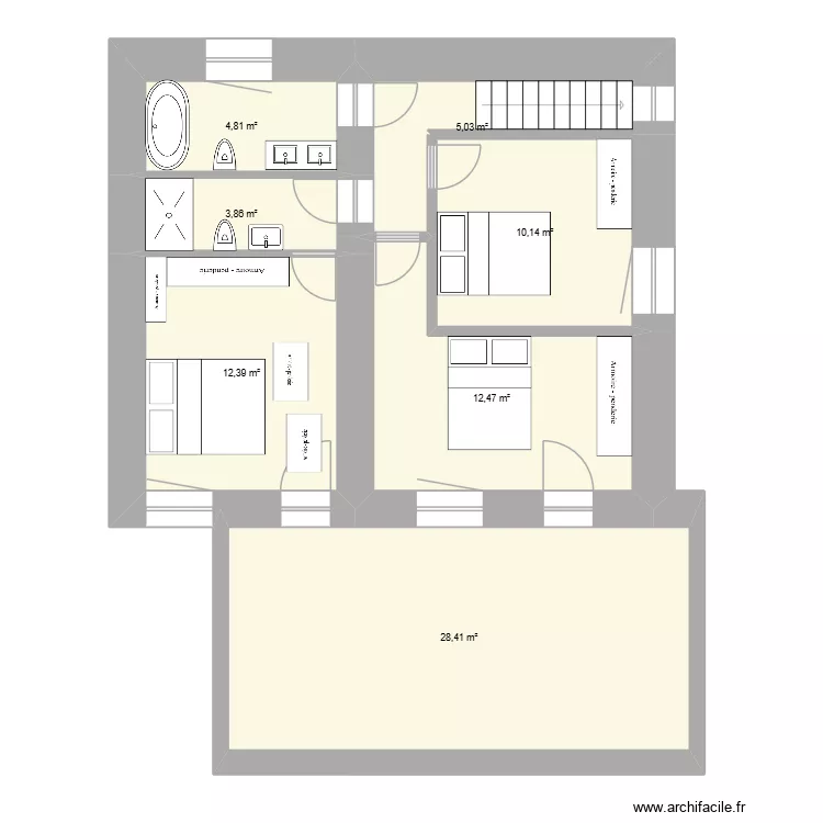 Casa del senor bini option cuisine dans extension. Plan de 14  et 153 m²