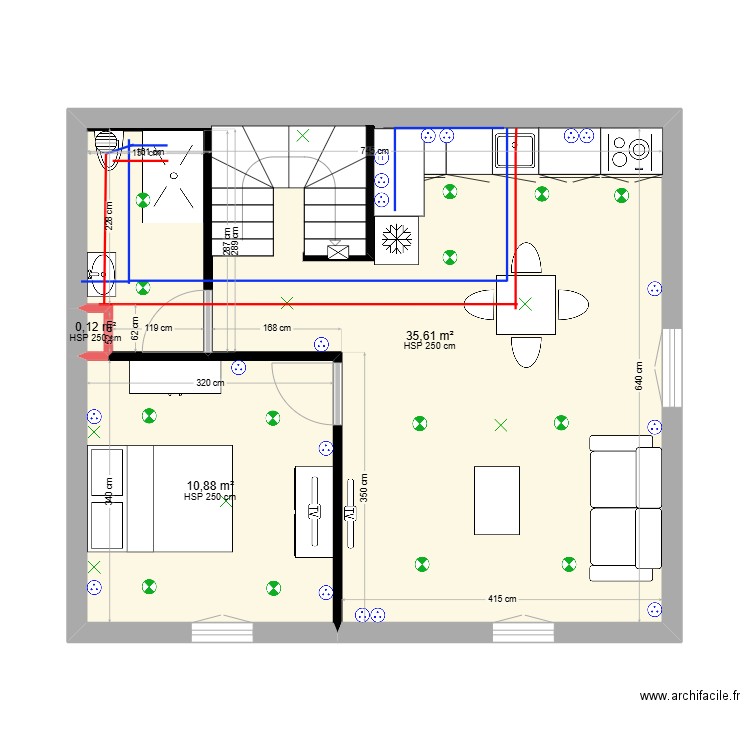 plan 3 eme. Plan de 3 pièces et 47 m2