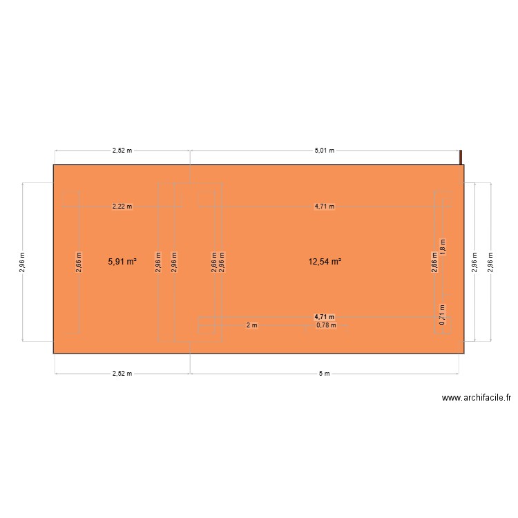 casa forno 2. Plan de 2 pièces et 18 m2