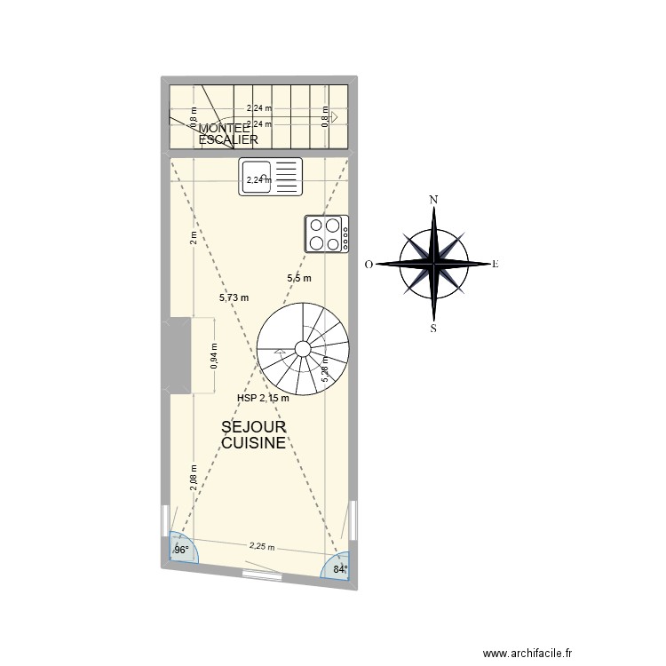 PLAN 2D ETAGE 03 NIMES STUDIO. Plan de 3 pièces et 13 m2