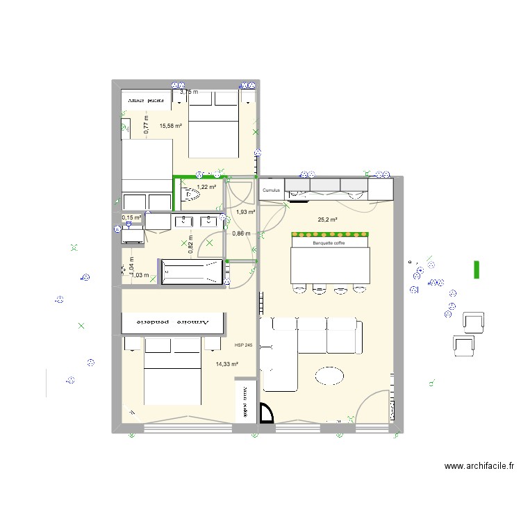 Auron - Cloisonnement - Amenagement 2. Plan de 6 pièces et 58 m2