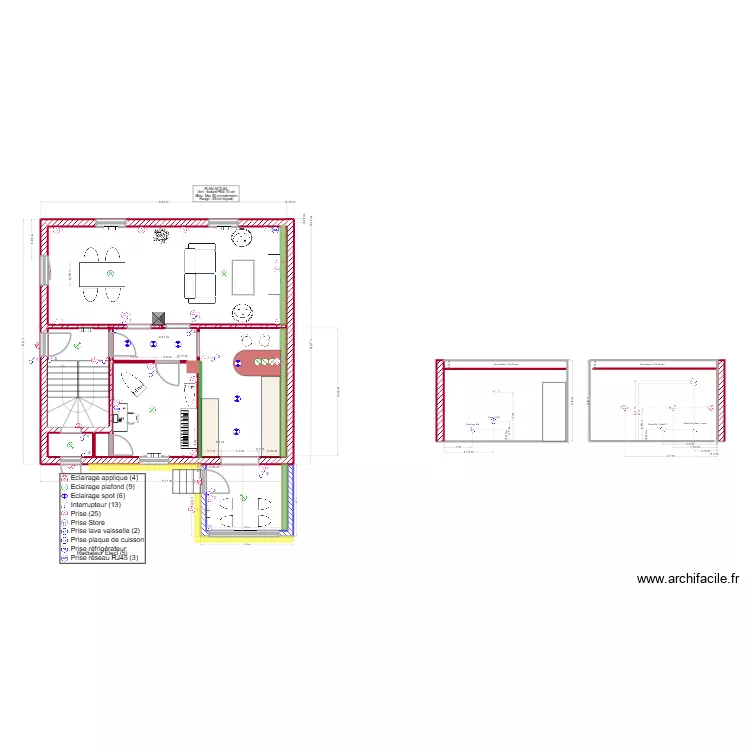 RDC CUISINE ELECT. Plan de 1  et 64 m²