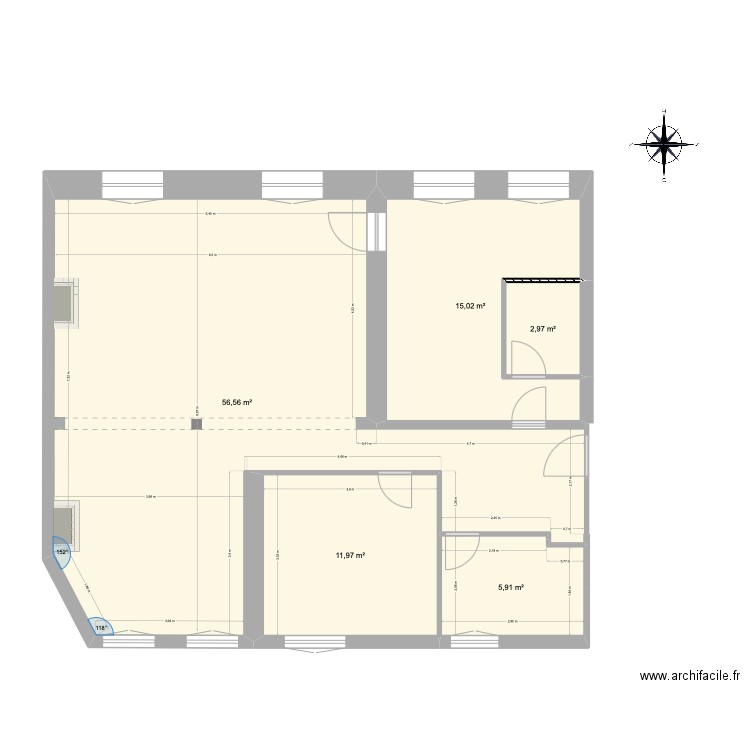 Essai de plan archifacile. Plan de 5 pièces et 92 m2