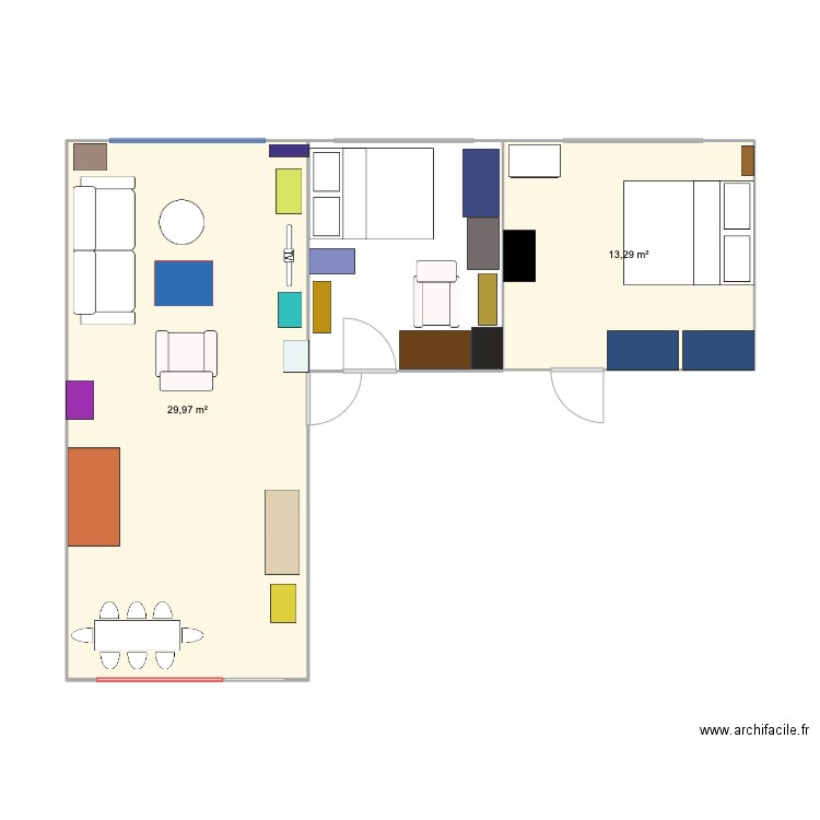 Mon nid 2. Plan de 2 pièces et 43 m2