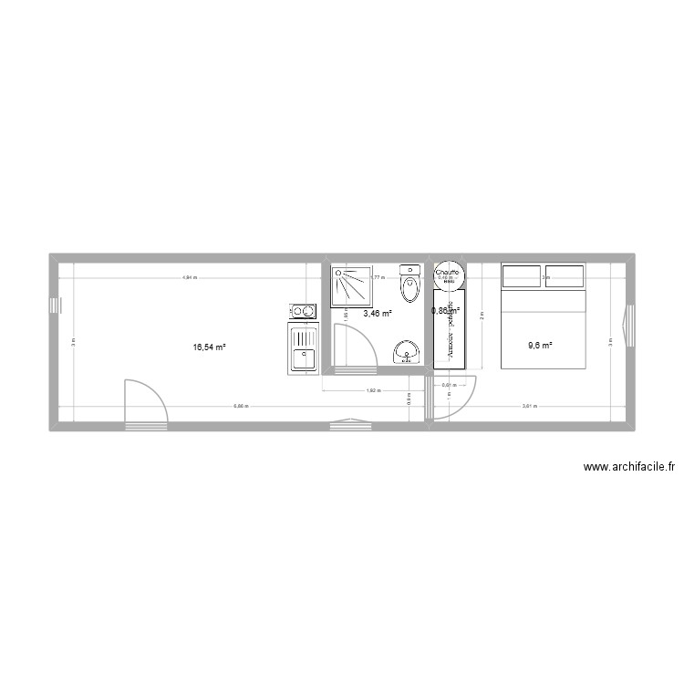 48 joinville. Plan de 4 pièces et 30 m2