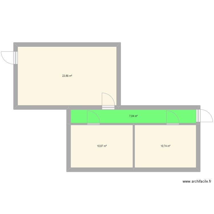 Plan tutoriel. Plan de 4 pièces et 52 m2