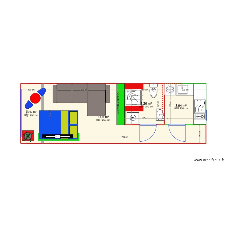 Christophe. Plan de 4 pièces et 25 m2
