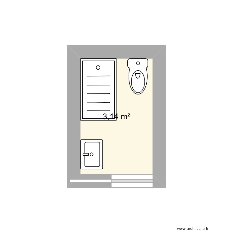 SDB. Plan de 1 pièce et 3 m2