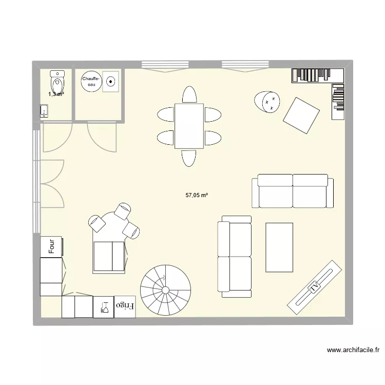 STUDIO DAMIEN. Plan de 2  et 58 m²