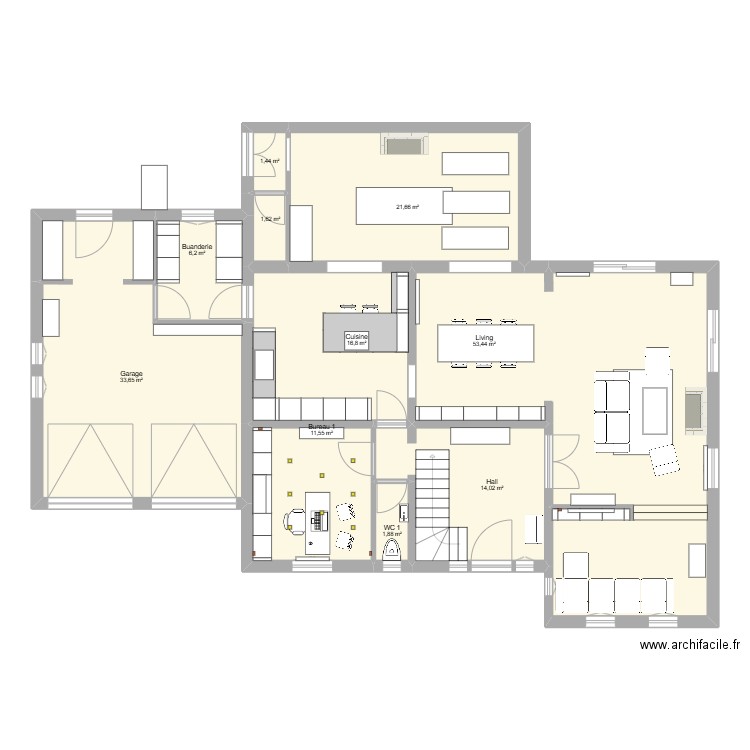 maison55. Plan de 10 pièces et 162 m2
