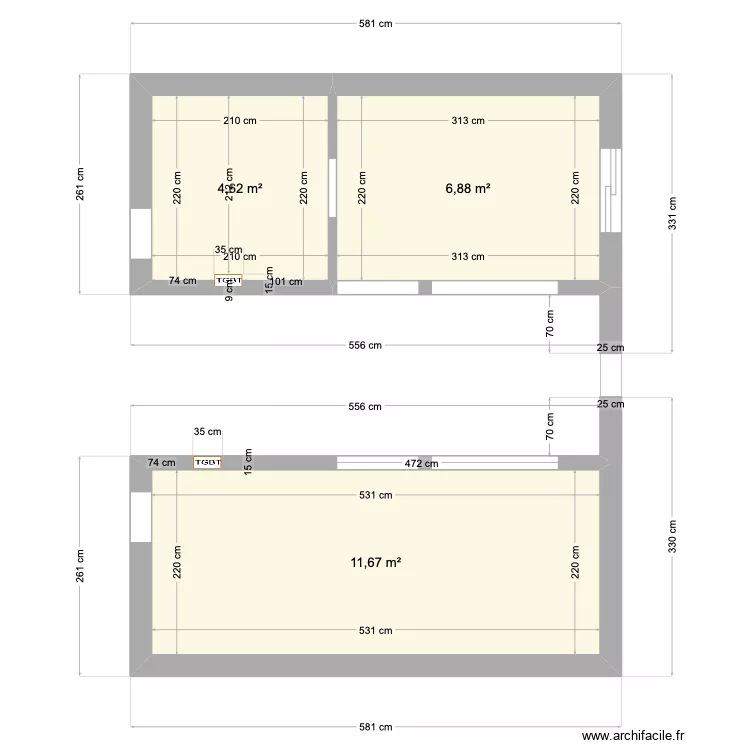 CUISINE + CELLIER gendre. Plan de CUISINE + CELLIER gendre. Plan de