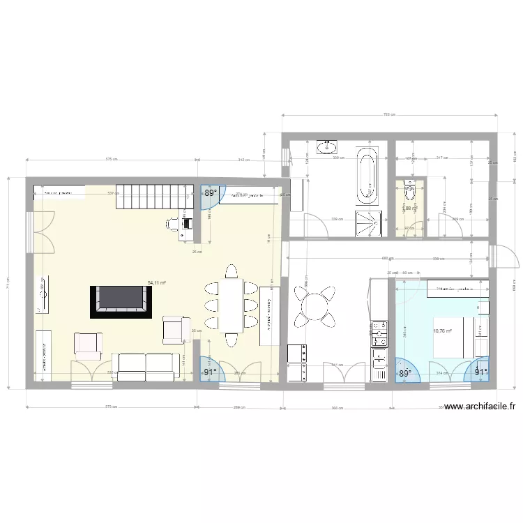 buj Initial. Plan de 3  et 67 m²