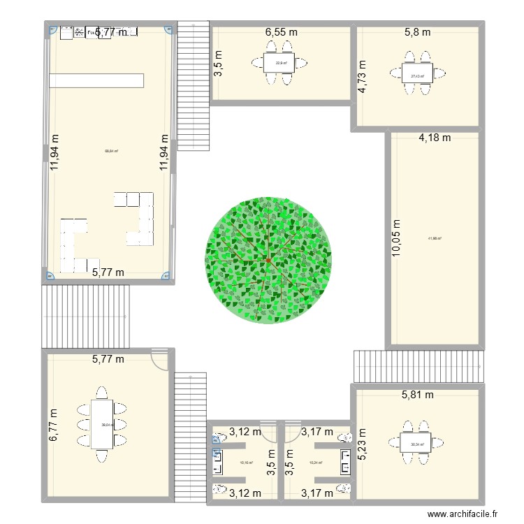 Martegaou. Plan de 8 pièces et 251 m2
