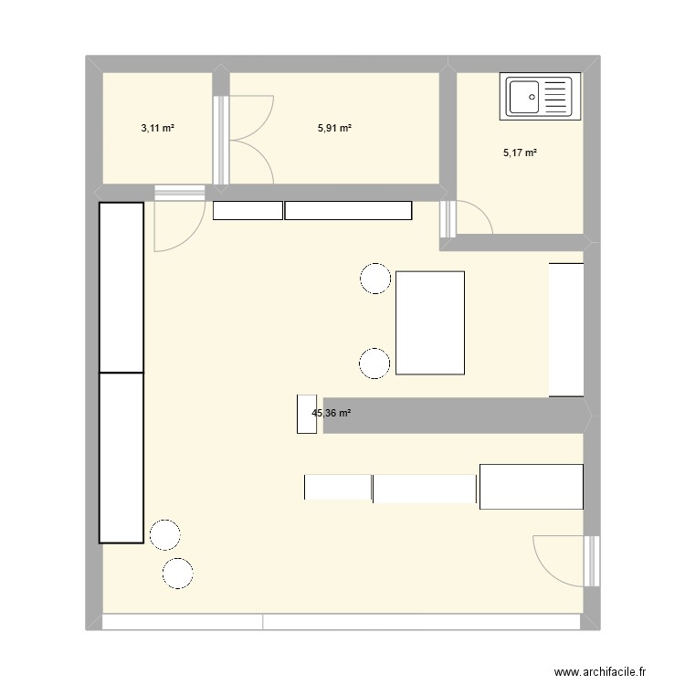 Plan entreprise. Plan de 4 pièces et 60 m2