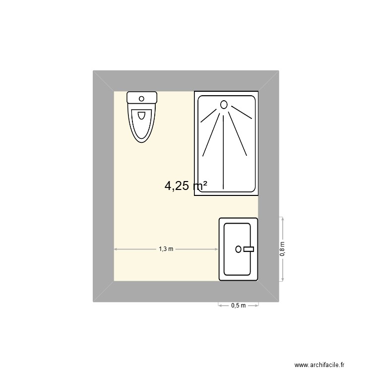 sdb_la_x. Plan de 1 pièce et 4 m2