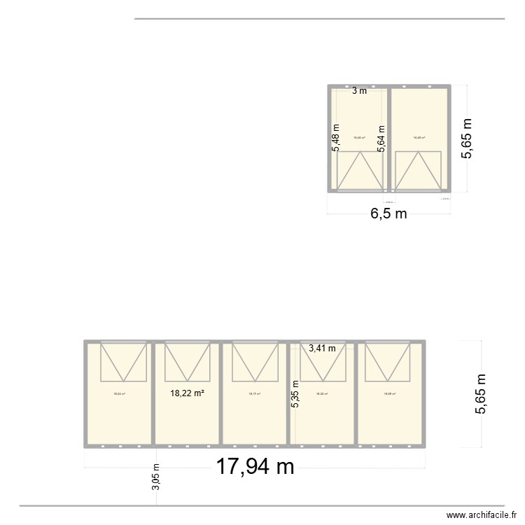 7 garrages seull. Plan de 7 pièces et 124 m2