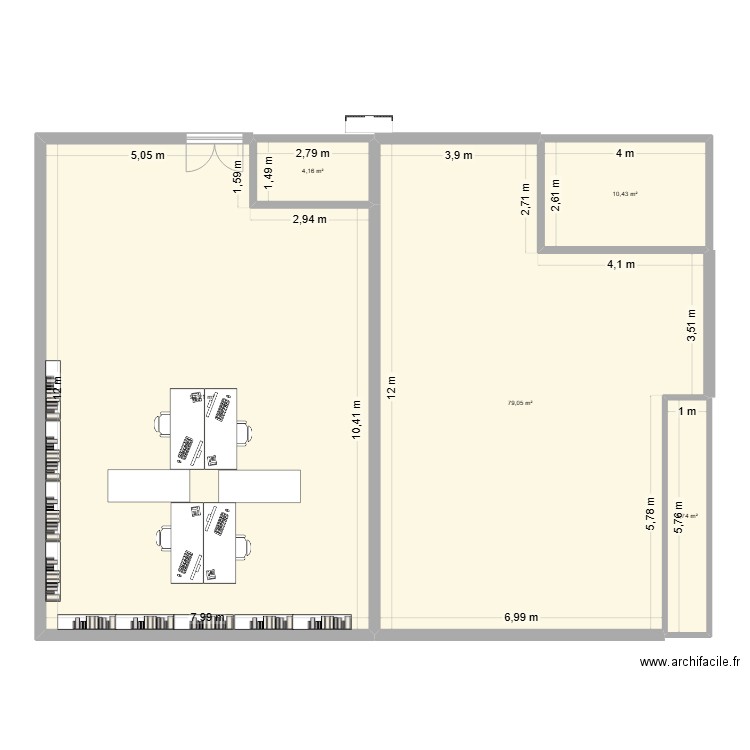 bureau Atelier 1. Plan de 5 pièces et 191 m2