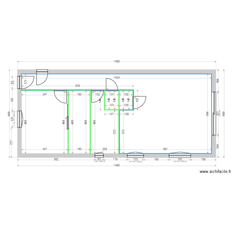 MARTY Catherine CLOISONS. Plan de 6 pièces et 83 m2