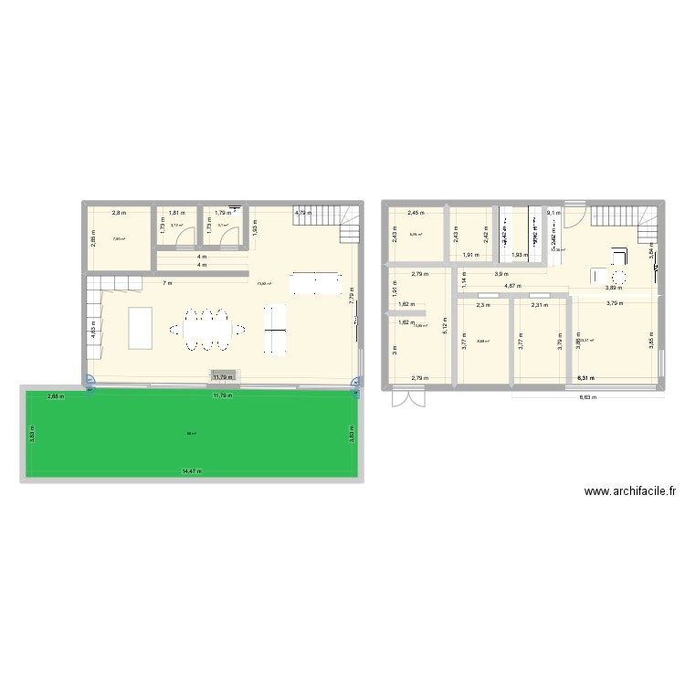 Brdo veliki stan. Plan de 10 pièces et 228 m2