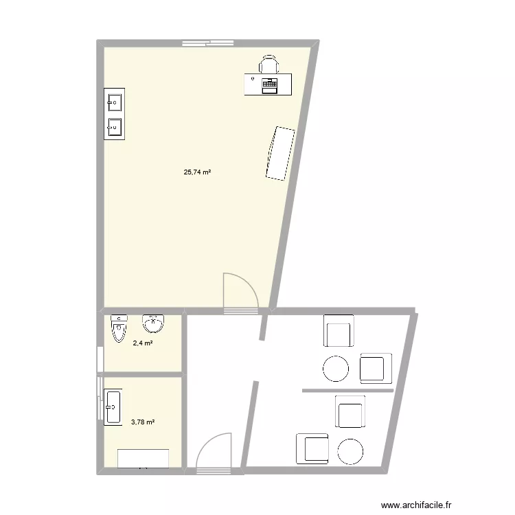 Cabinet dentaire. Plan de 3 pièces et 32 m²