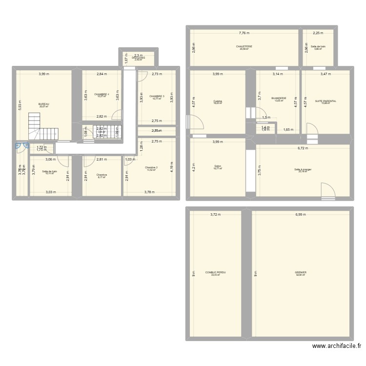 maison. Plan de 20 pièces et 298 m2