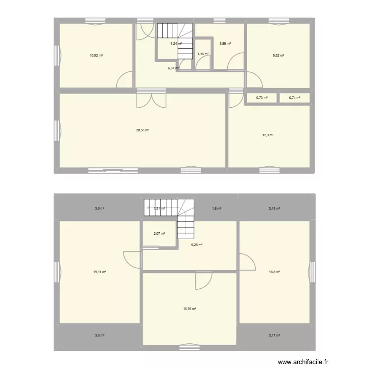 Maison SPDF Before 1. Plan de 21  et 158 m²