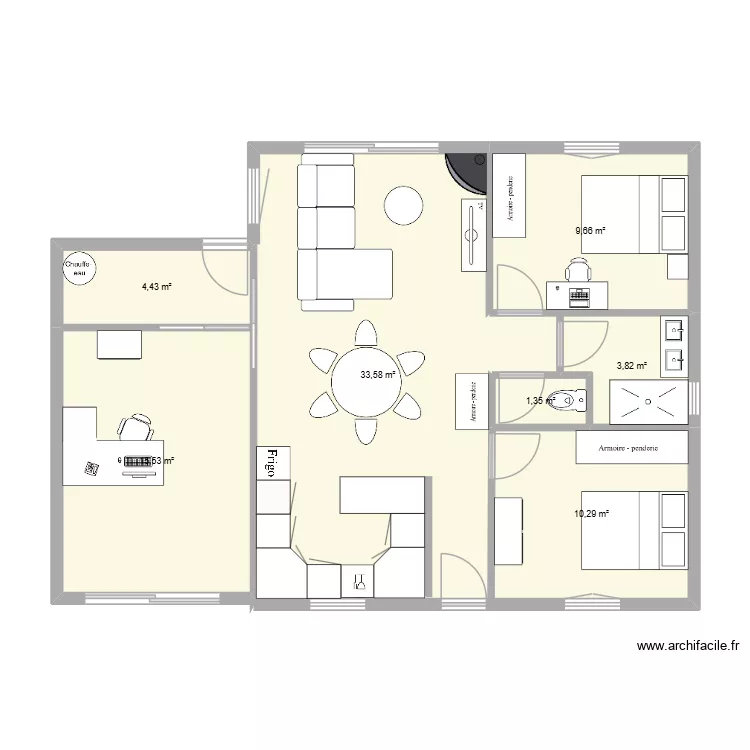 plan maison 1. Plan de 7  et 79 m²